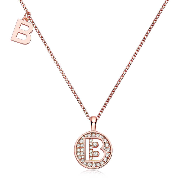 Initial alphabet B Moissanite pendant necklace