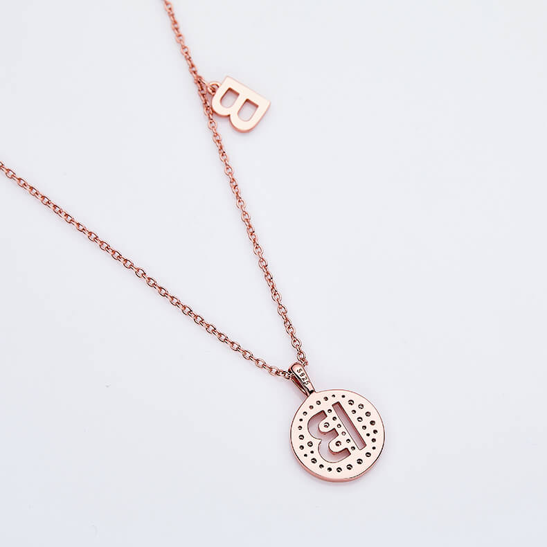 Initial alphabet B Moissanite pendant necklace