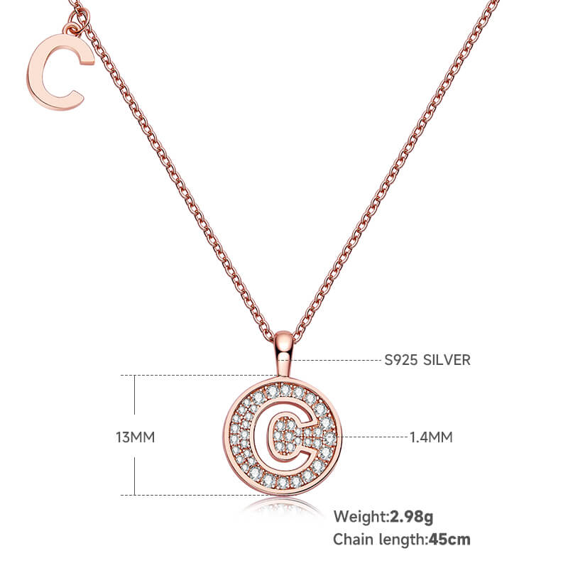 Initial alphabet C Moissanite pendant necklace