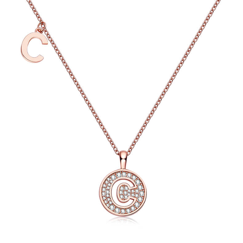 Initial alphabet C Moissanite pendant necklace