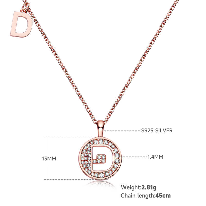 Initial alphabet D Moissanite pendant necklace