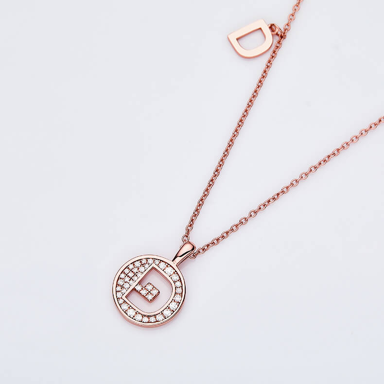 Initial alphabet D Moissanite pendant necklace