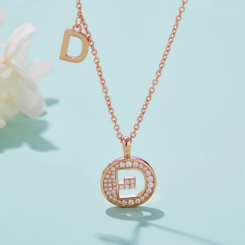 Initial alphabet D Moissanite pendant necklace