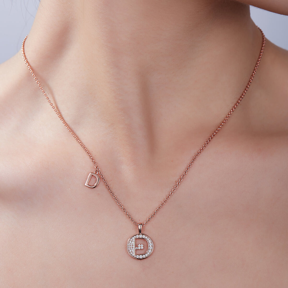 Initial alphabet D Moissanite pendant necklace