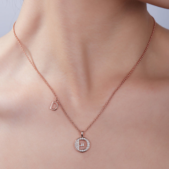 Initial alphabet D Moissanite pendant necklace