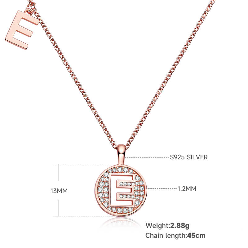 Initial alphabet E Moissanite pendant necklace