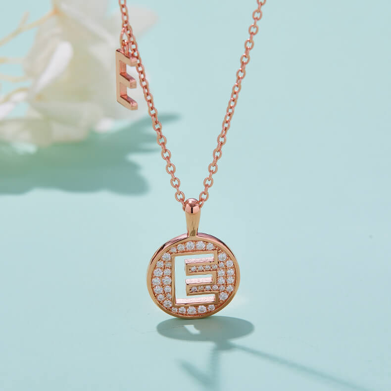 Initial alphabet E Moissanite pendant necklace