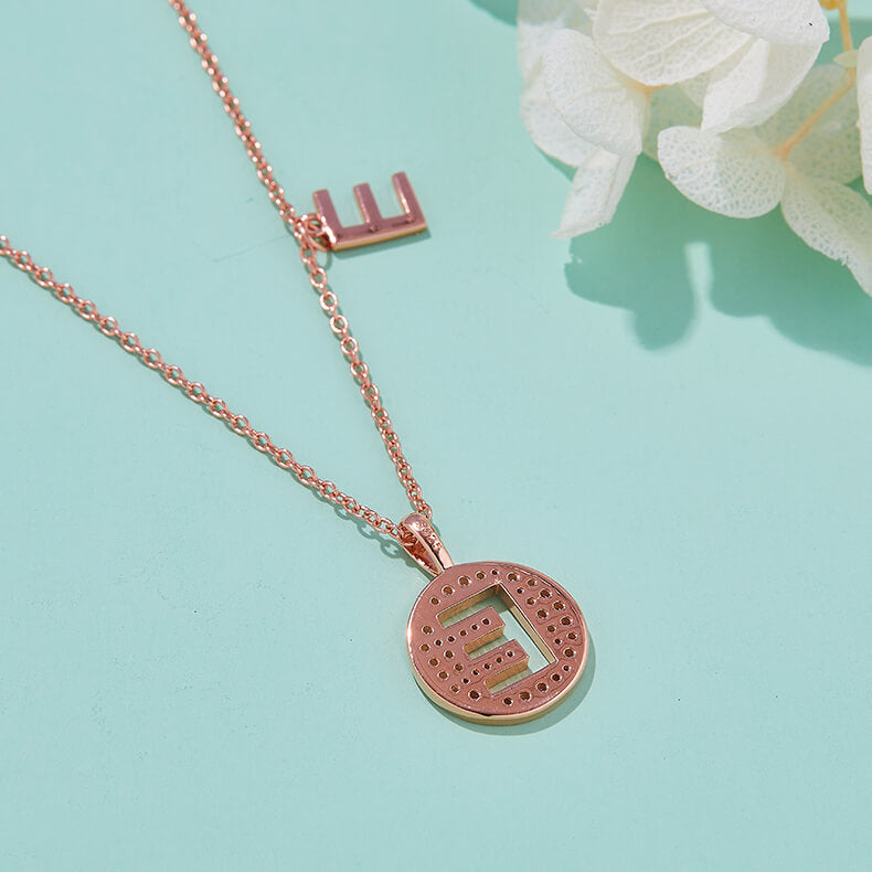 Initial alphabet E Moissanite pendant necklace