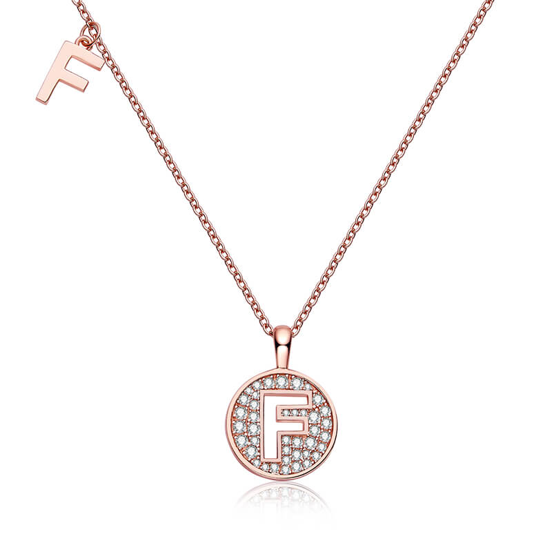 Initial alphabet F Moissanite pendant necklace