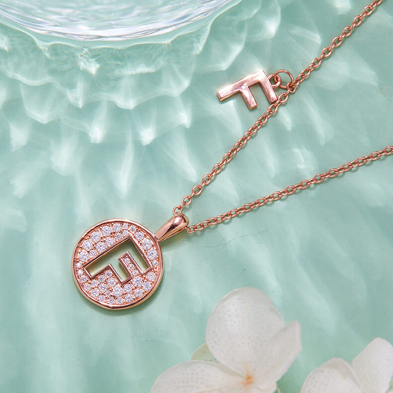 Initial alphabet F Moissanite pendant necklace