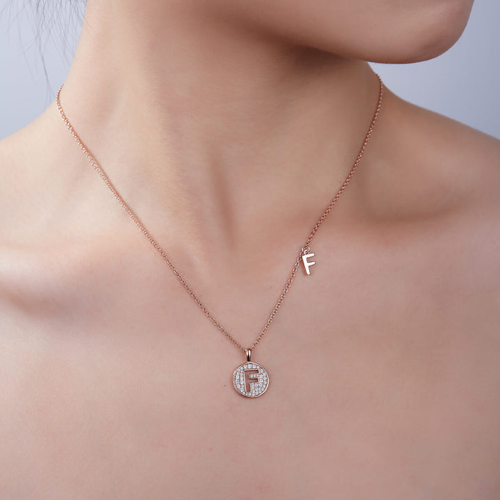 Initial alphabet F Moissanite pendant necklace