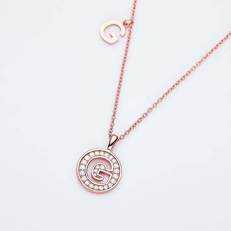 Initial alphabet G Moissanite pendant necklace