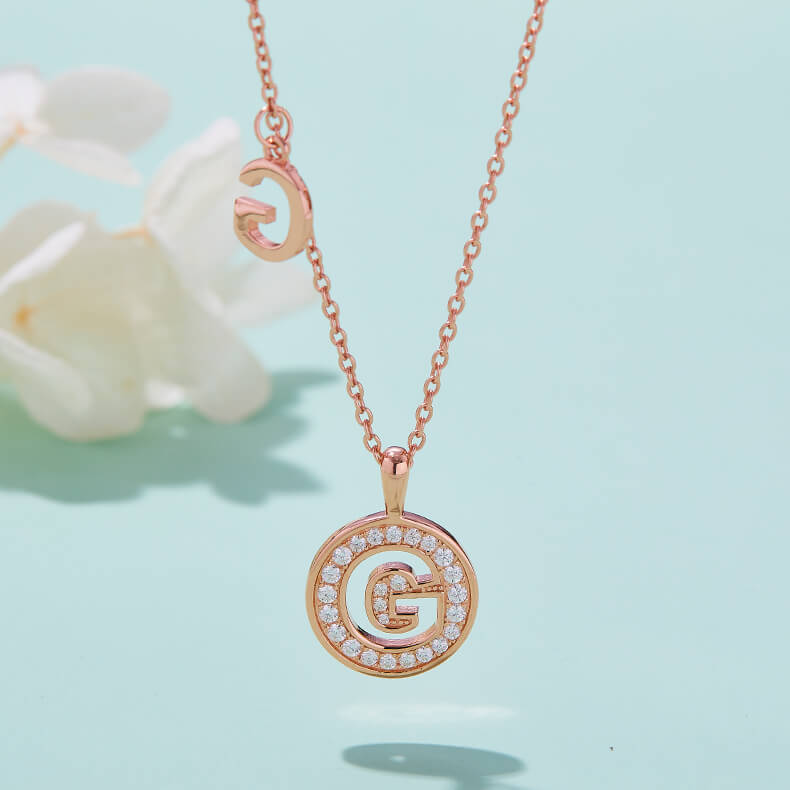Initial alphabet G Moissanite pendant necklace