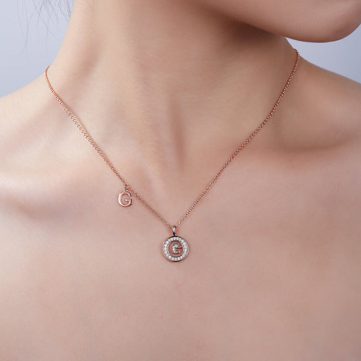 Initial alphabet G Moissanite pendant necklace