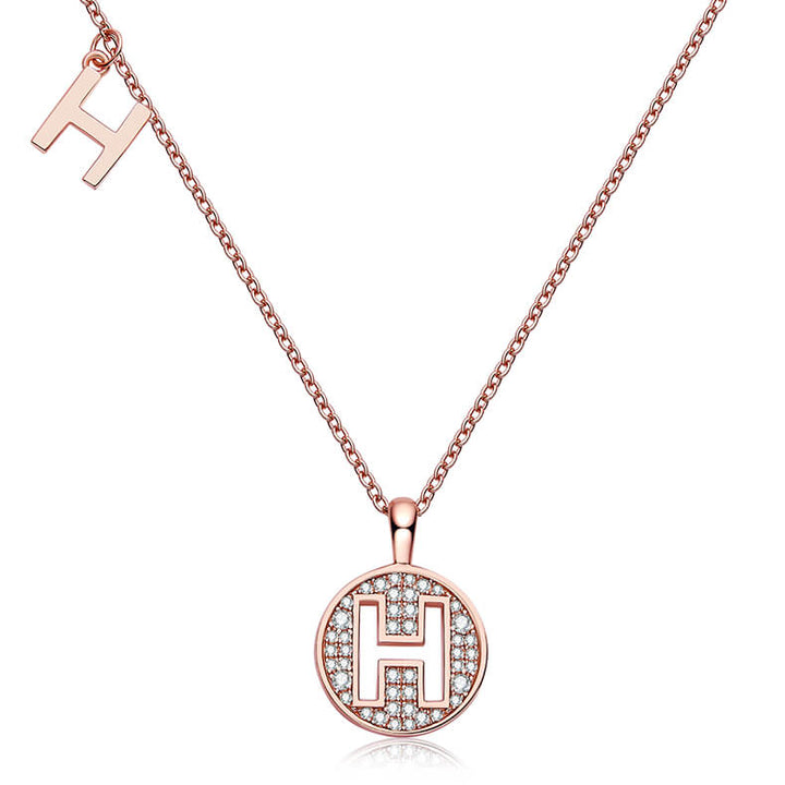 Initial alphabet H Moissanite pendant necklace