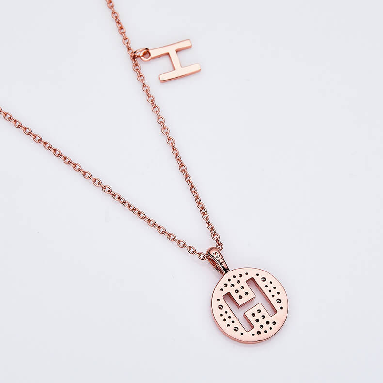 Initial alphabet H Moissanite pendant necklace