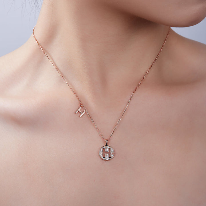 Initial alphabet H Moissanite pendant necklace