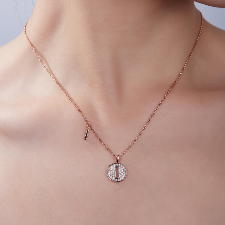 Initial alphabet I Moissanite pendant necklace