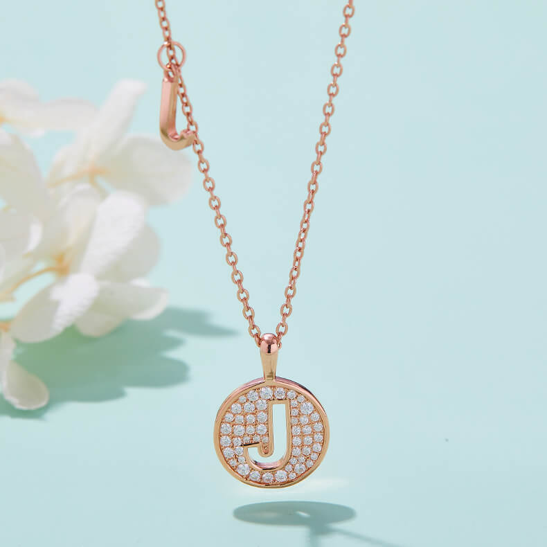 Initial alphabet J Moissanite pendant necklace