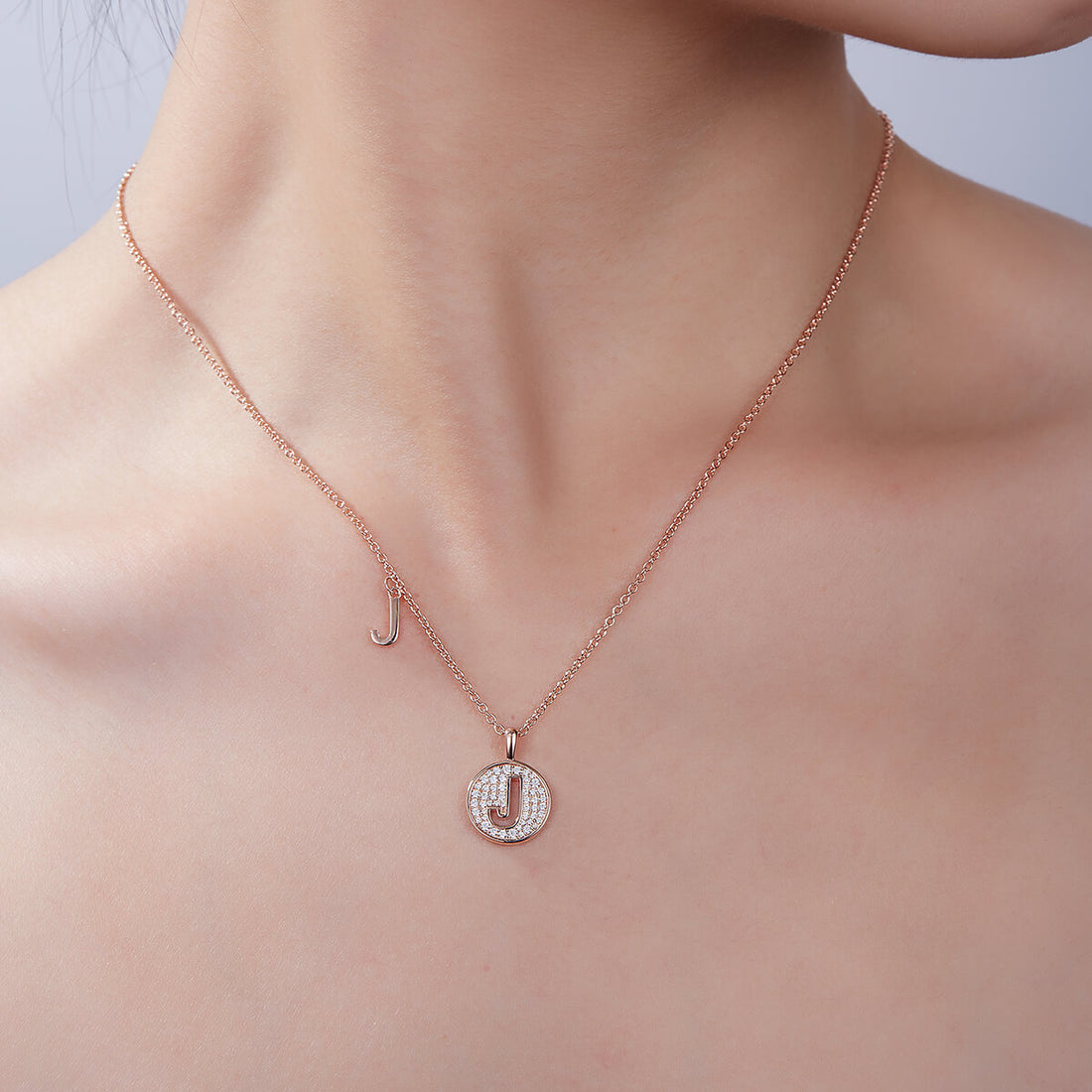 Initial alphabet J Moissanite pendant necklace