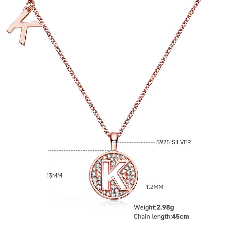 Initial alphabet K Moissanite pendant necklace