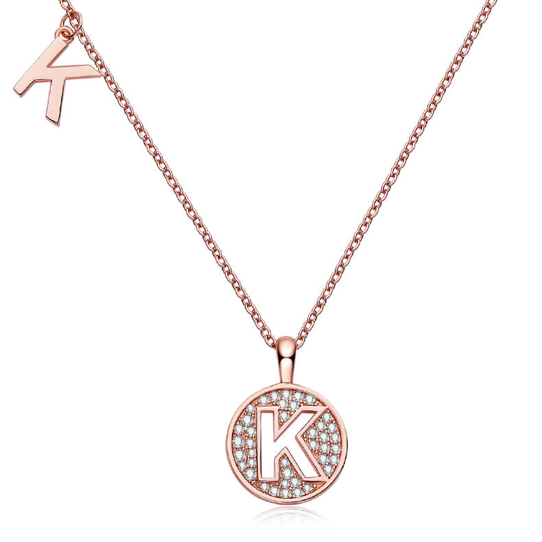 Initial alphabet K Moissanite pendant necklace