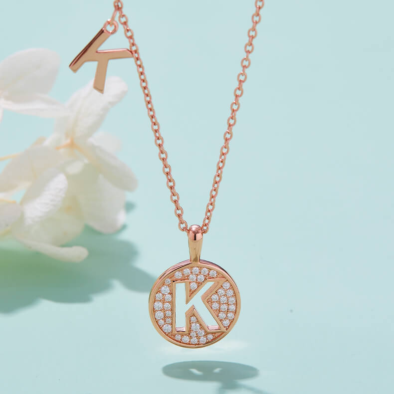 Initial alphabet K Moissanite pendant necklace