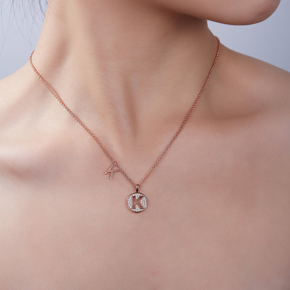Initial alphabet K Moissanite pendant necklace