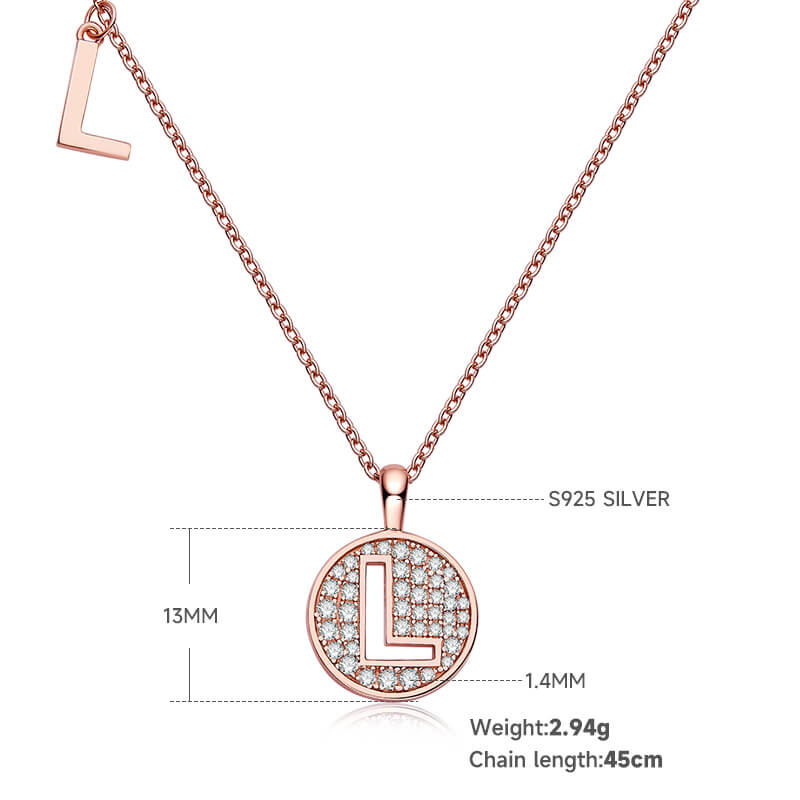 Initial alphabet L Moissanite pendant necklace