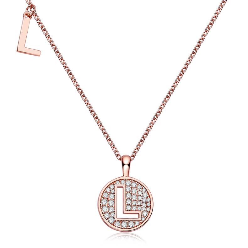 Initial alphabet L Moissanite pendant necklace