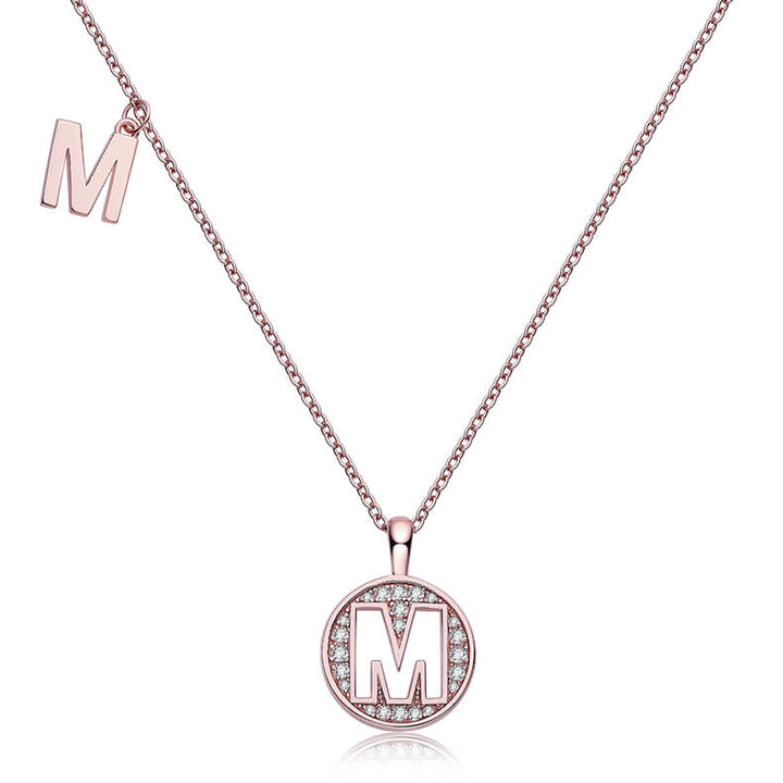 Initial alphabet M Moissanite pendant necklace