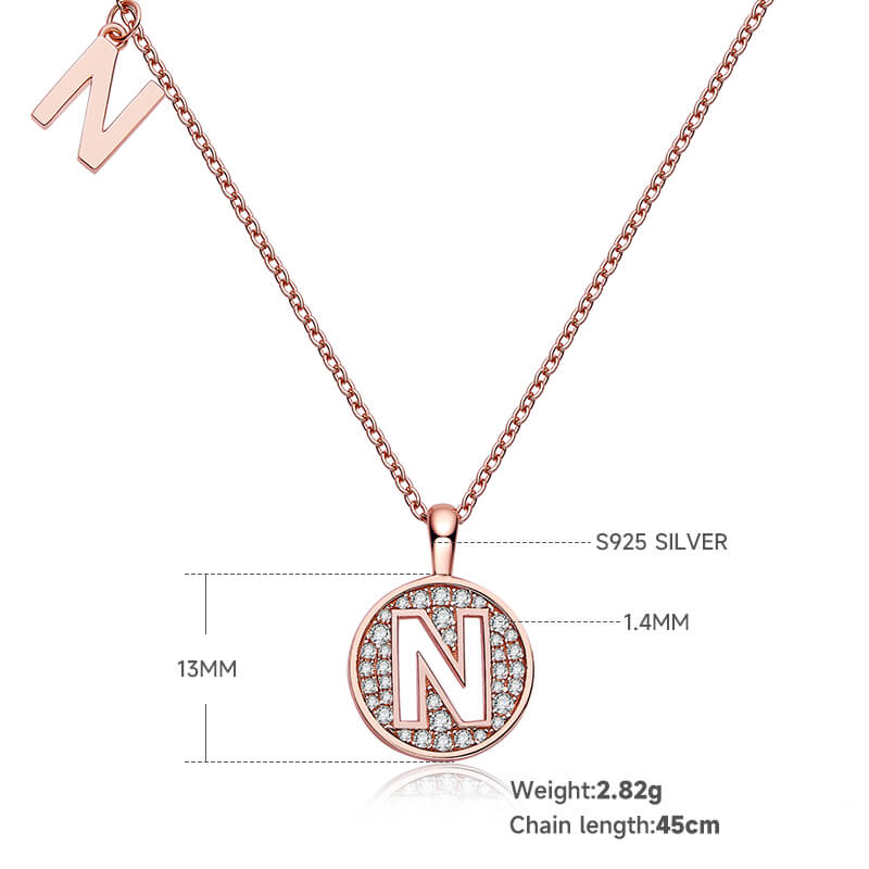 Initial alphabet N Moissanite pendant necklace