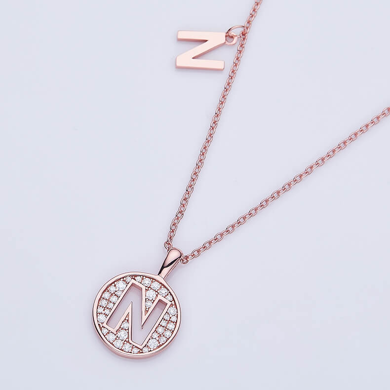 Initial alphabet N Moissanite pendant necklace