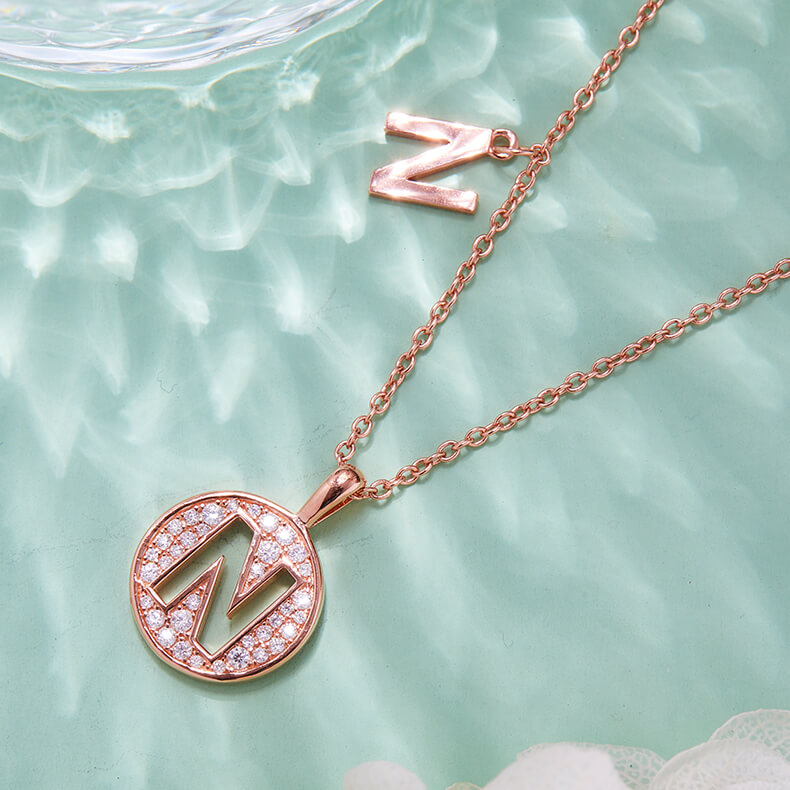 Initial alphabet N Moissanite pendant necklace