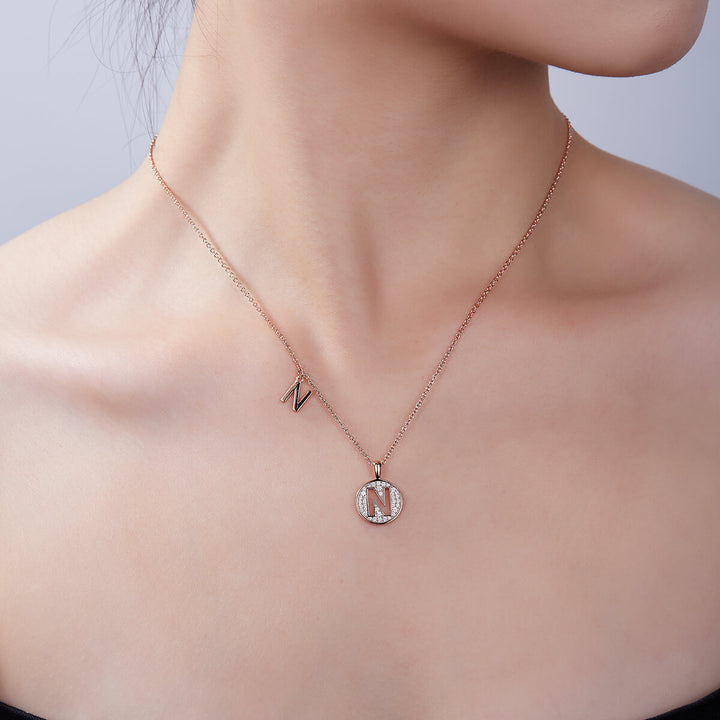 Initial alphabet N Moissanite pendant necklace