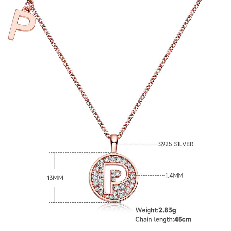 Initial alphabet P Moissanite pendant necklace