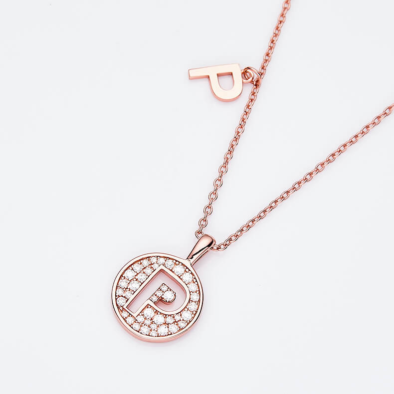 Initial alphabet P Moissanite pendant necklace