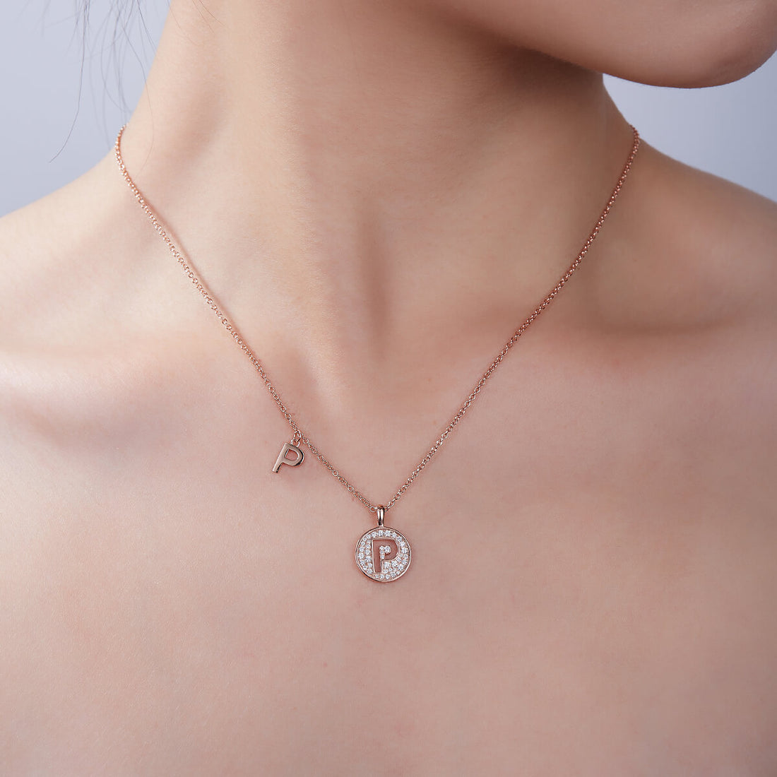 Initial alphabet P Moissanite pendant necklace