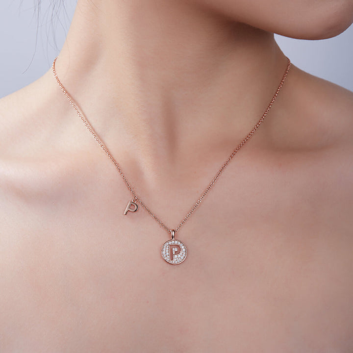 Initial alphabet P Moissanite pendant necklace