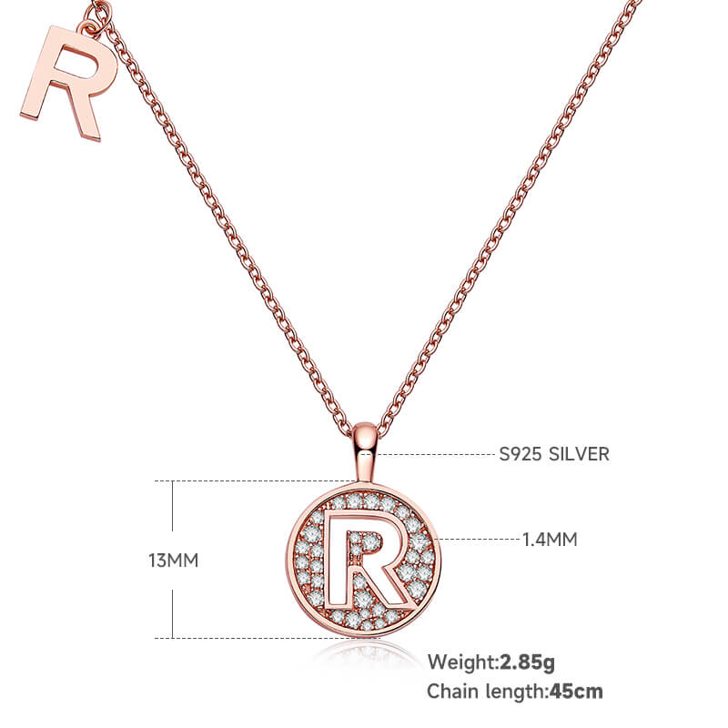 Initial alphabet R Moissanite pendant necklace