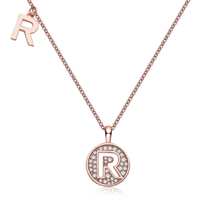 Initial alphabet R Moissanite pendant necklace