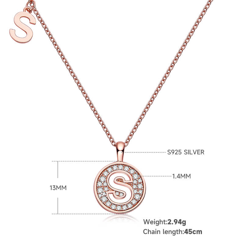 Initial alphabet S Moissanite pendant necklace