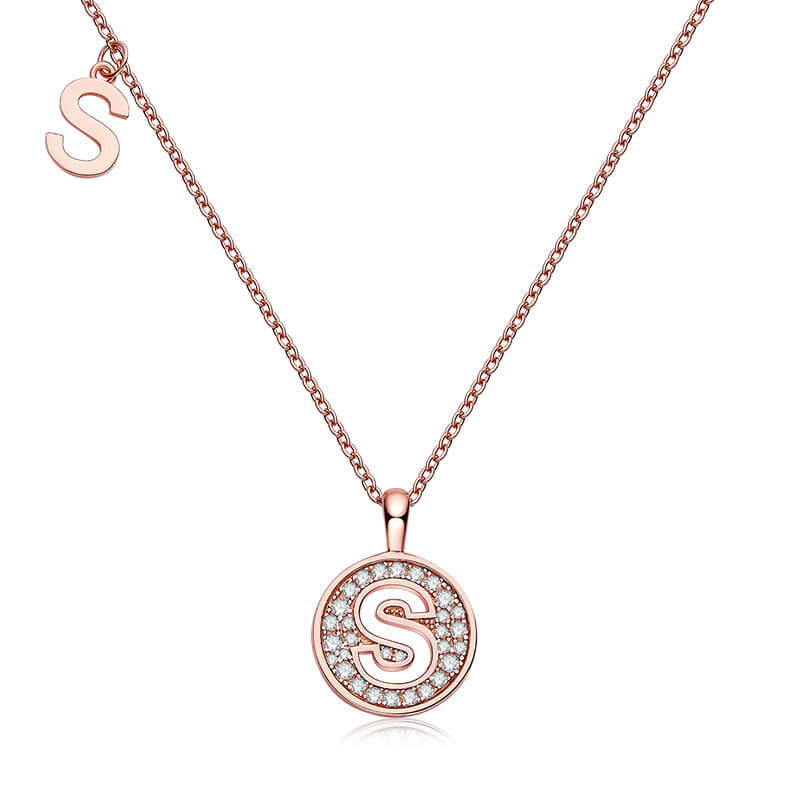 Initial alphabet S Moissanite pendant necklace