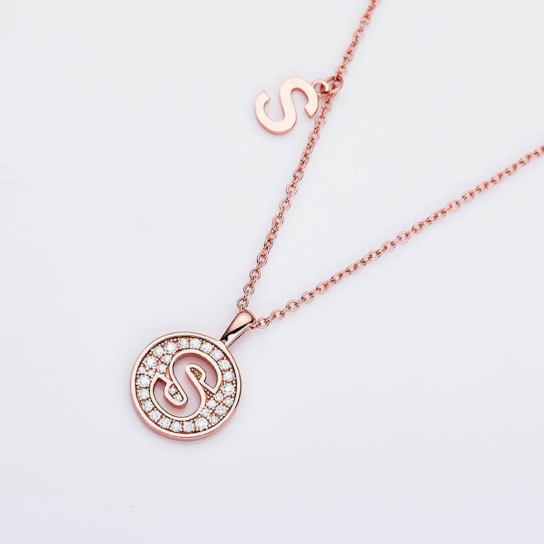 Initial alphabet S Moissanite pendant necklace
