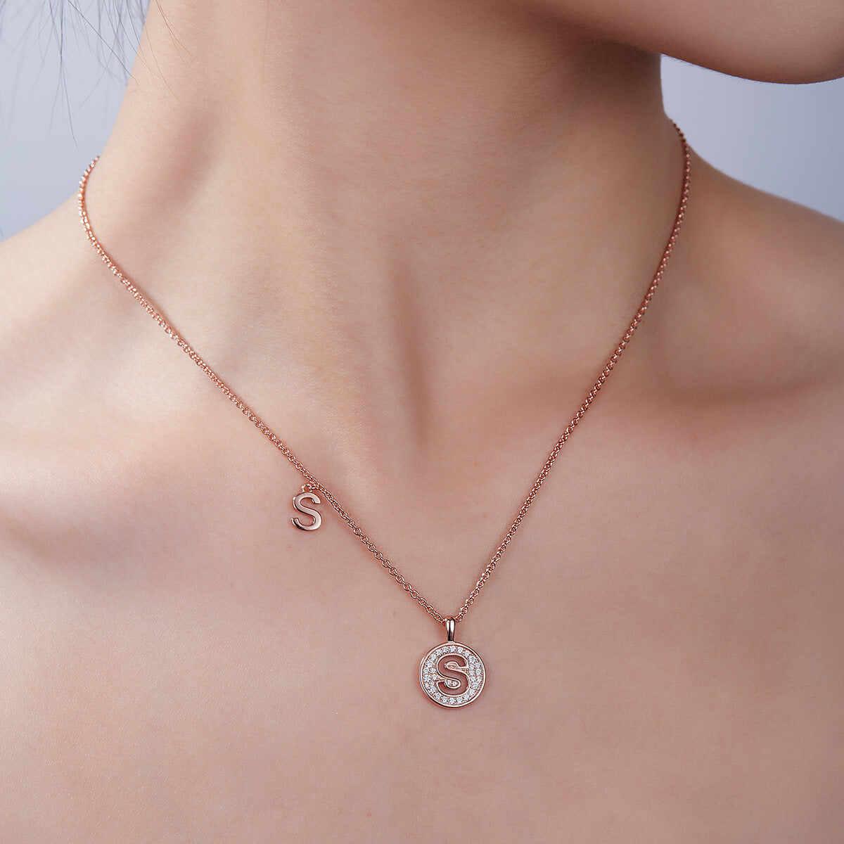 Initial alphabet S Moissanite pendant necklace