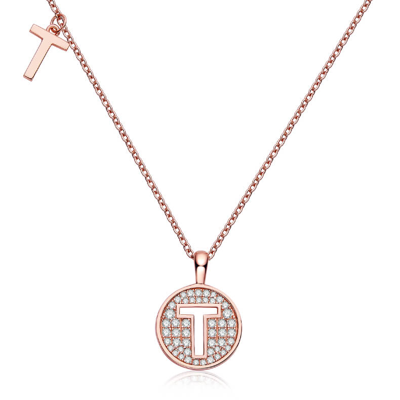 Initial alphabet T Moissanite pendant necklace