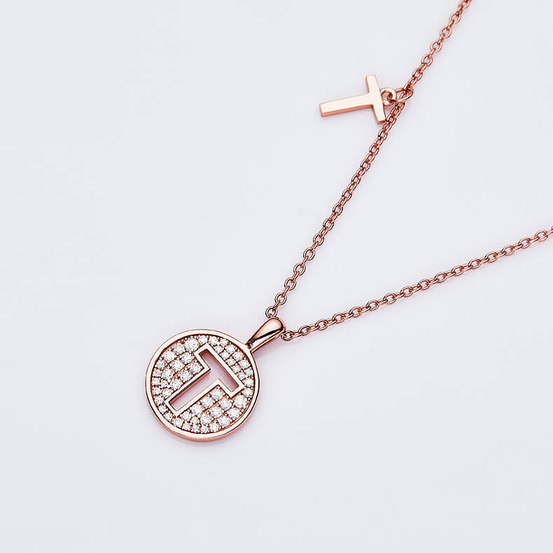 Initial alphabet T Moissanite pendant necklace