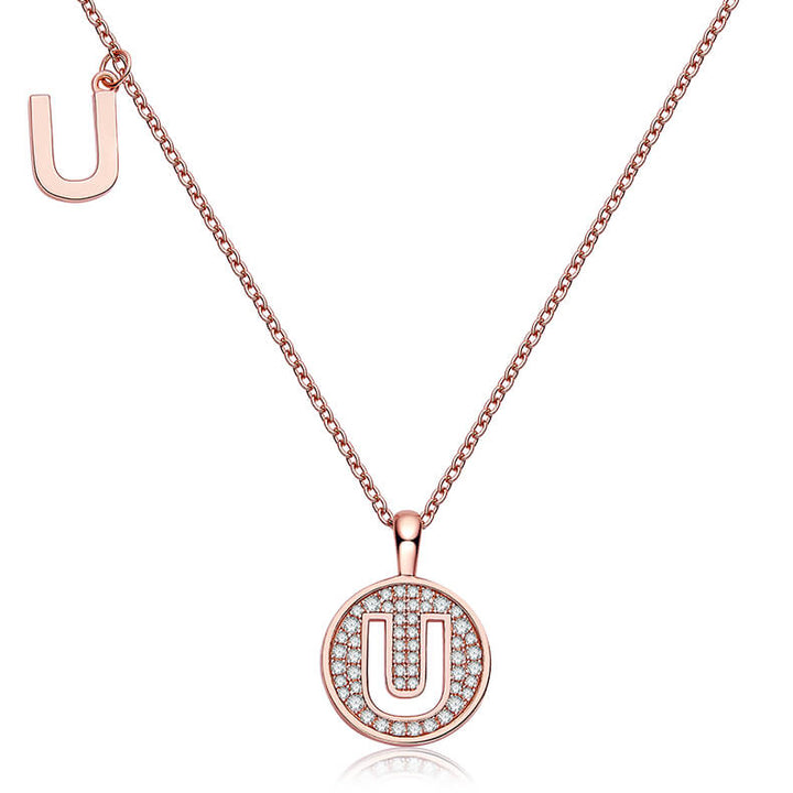 Initial alphabet U Moissanite pendant necklace