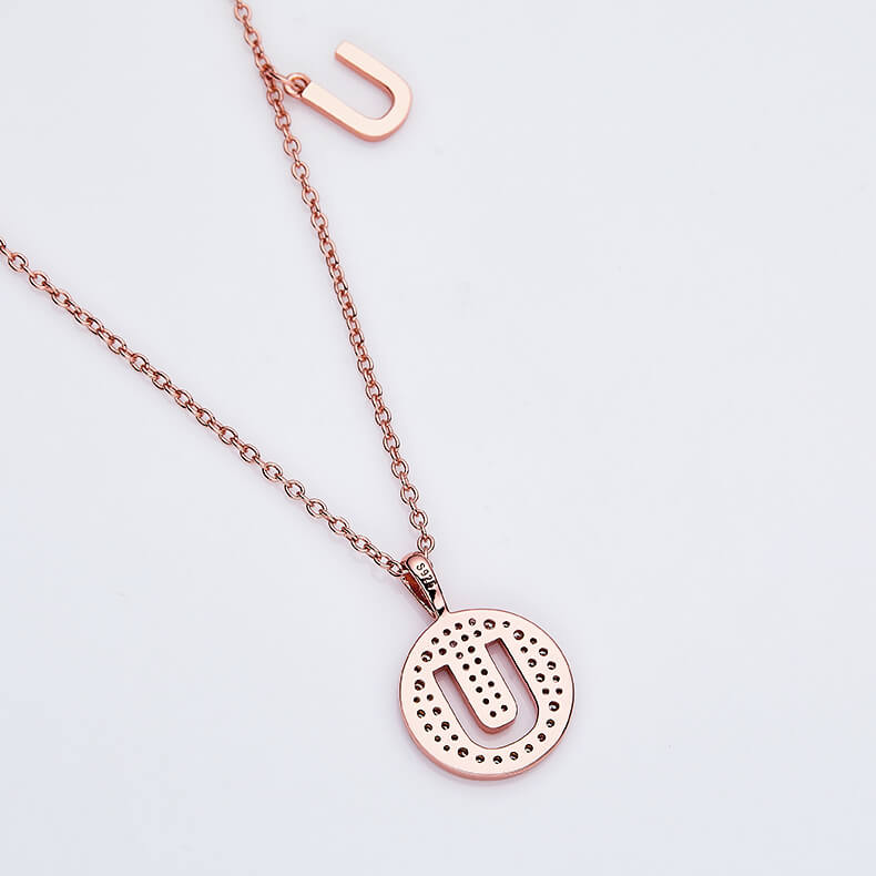 Initial alphabet U Moissanite pendant necklace