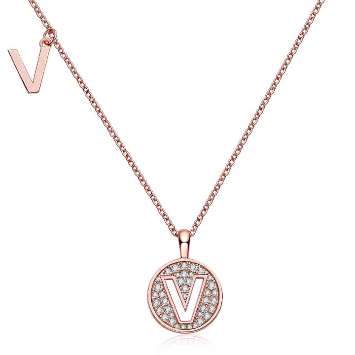 Initial alphabet V Moissanite pendant necklace